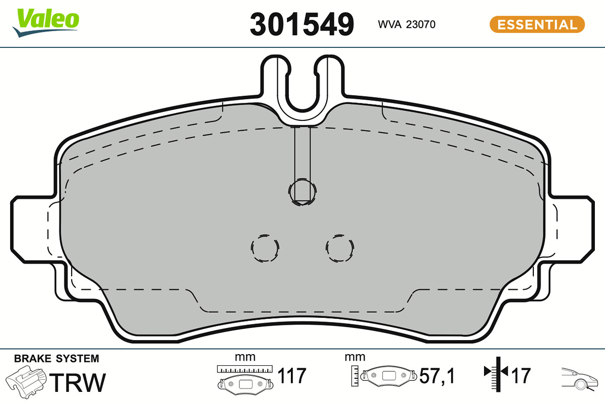 Jeu de 4 plaquettes de frein VALEO ref. 301549